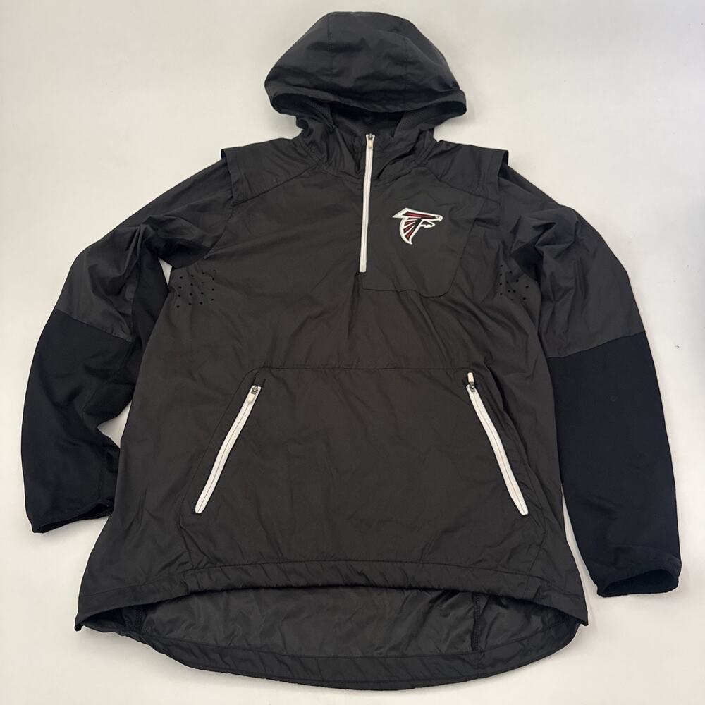 Atlanta Falcons Jacket Men Black Nike Dri Fit Windbreaker 1/4 Zip Pullover Small - Picture 2 of 11